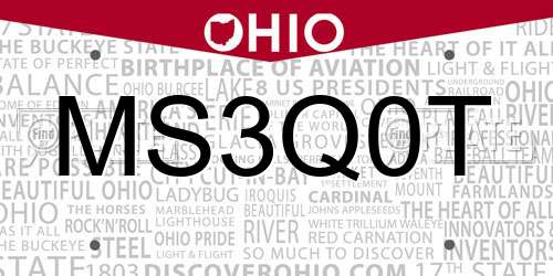 MS3Q0T Ohio License Plate