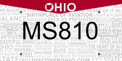 MS810 Ohio License Plate