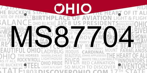 MS87704 Ohio License Plate