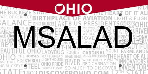 MSALAD Ohio License Plate
