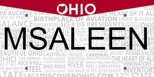 MSALEEN Ohio License Plate
