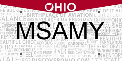 MSAMY Ohio License Plate