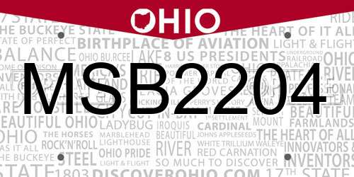 MSB2204 Ohio License Plate