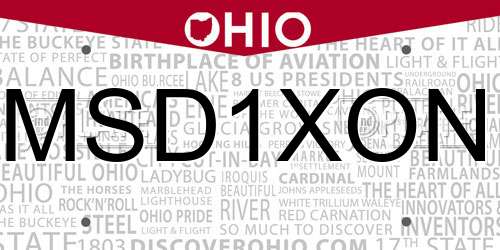 MSD1XON Ohio License Plate