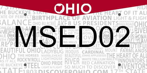 MSED02 Ohio License Plate