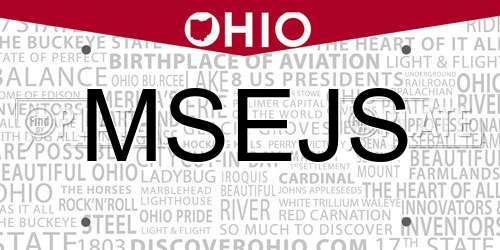 MSEJS Ohio License Plate