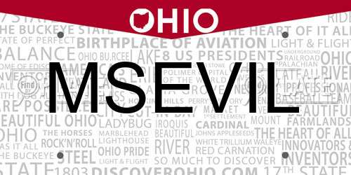 MSEVIL Ohio License Plate