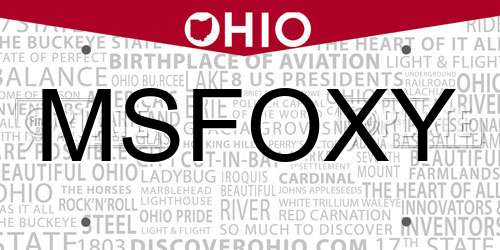 MSFOXY Ohio License Plate