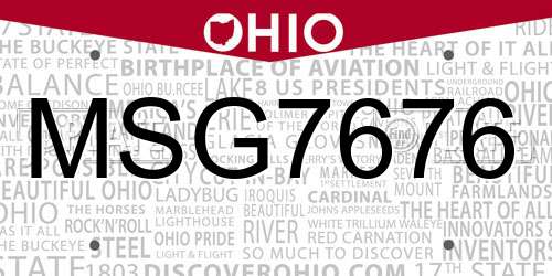 MSG7676 Ohio License Plate