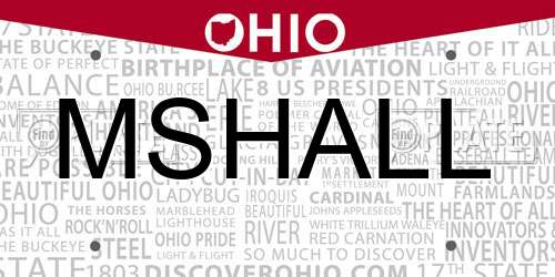MSHALL Ohio License Plate