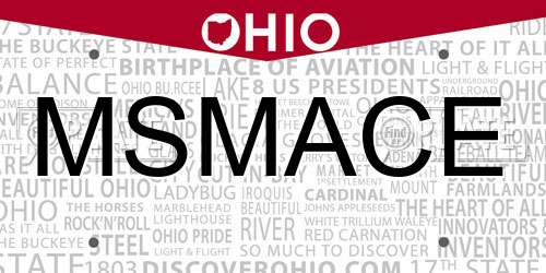 MSMACE Ohio License Plate