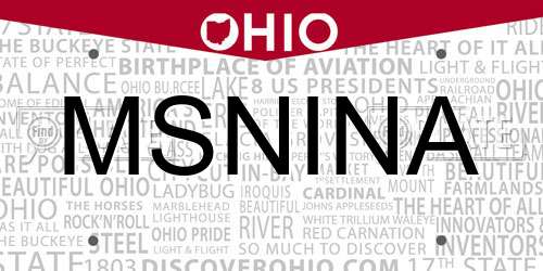 MSNINA Ohio License Plate