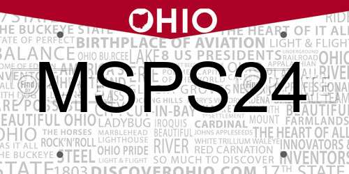 MSPS24 Ohio License Plate