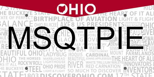 MSQTPIE Ohio License Plate
