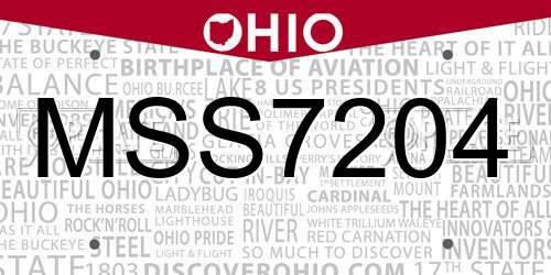 MSS7204 Ohio License Plate