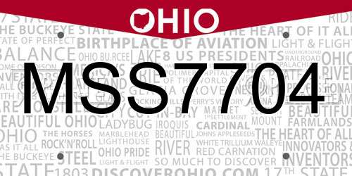 MSS7704 Ohio License Plate