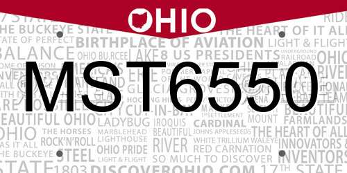 MST6550 Ohio License Plate