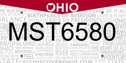 MST6580 Ohio License Plate
