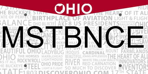 MSTBNCE Ohio License Plate
