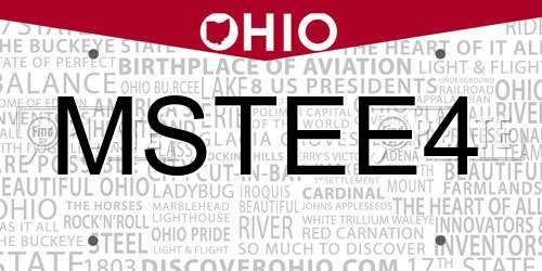 MSTEE4 Ohio License Plate