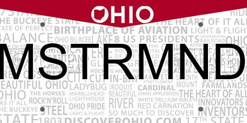 MSTRMND Ohio License Plate