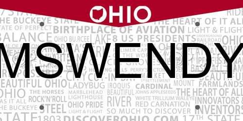 MSWENDY Ohio License Plate