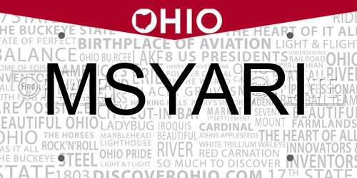 MSYARI Ohio License Plate