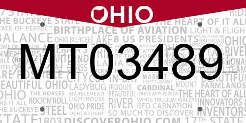 MT03489 Ohio License Plate