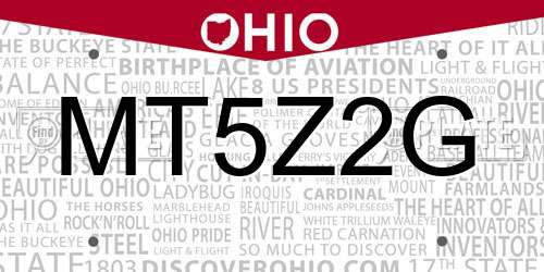 MT5Z2G Ohio License Plate