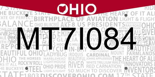 MT7I084 Ohio License Plate