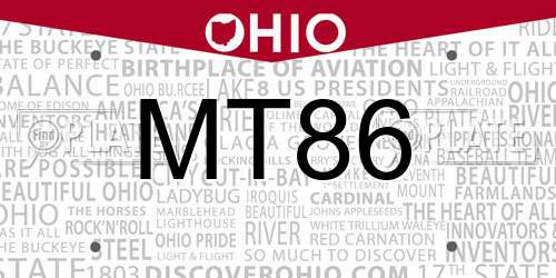 MT86 Ohio License Plate