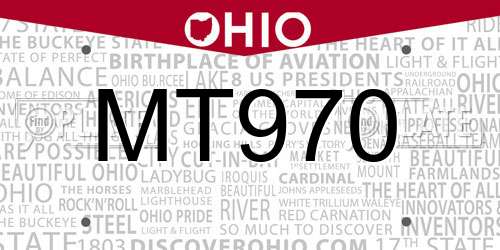 MT970 Ohio License Plate