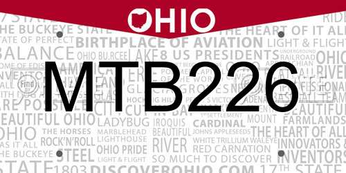 MTB226 Ohio License Plate