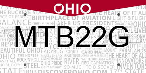 MTB22G Ohio License Plate