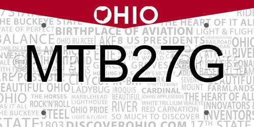 MTB27G Ohio License Plate