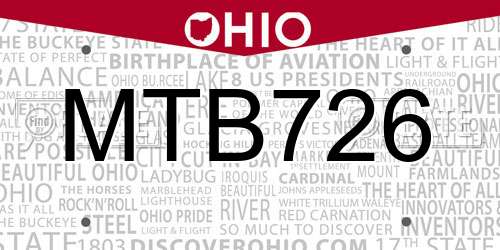 MTB726 Ohio License Plate