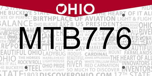 MTB776 Ohio License Plate