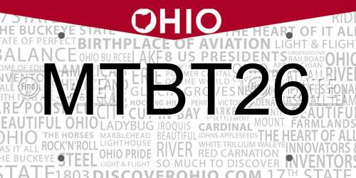 MTBT26 Ohio License Plate