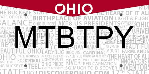 MTBTPY Ohio License Plate