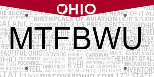 MTFBWU Ohio License Plate