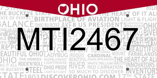 MTI2467 Ohio License Plate