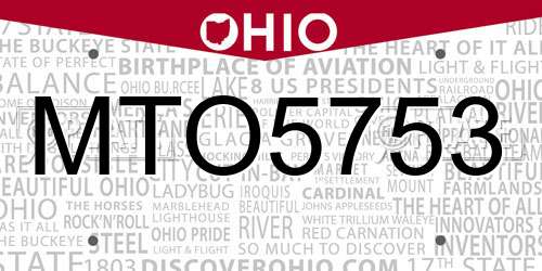 MTO5753 Ohio License Plate