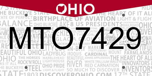 MTO7429 Ohio License Plate