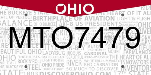 MTO7479 Ohio License Plate