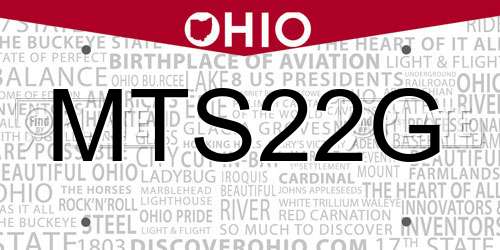 MTS22G Ohio License Plate