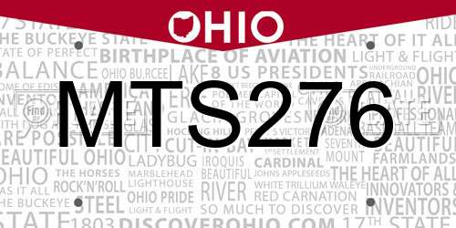 MTS276 Ohio License Plate