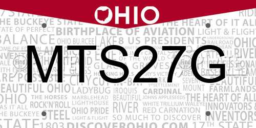 MTS27G Ohio License Plate