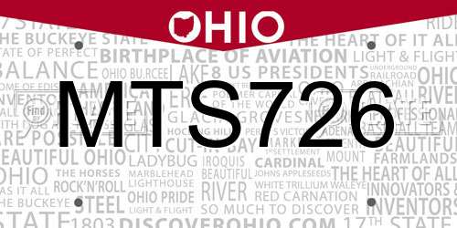 MTS726 Ohio License Plate