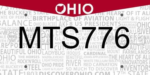 MTS776 Ohio License Plate