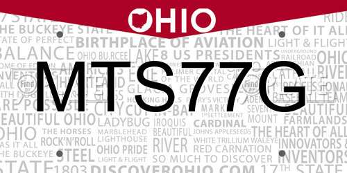 MTS77G Ohio License Plate